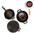 Indus Valley 4-Piece Cast Iron Cookware Set with Tadka Pan