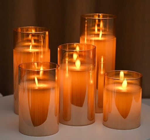 LTETTES Set of 3 LED Wax Candles with Remote, Flameless, 3 Sizes, Unscented