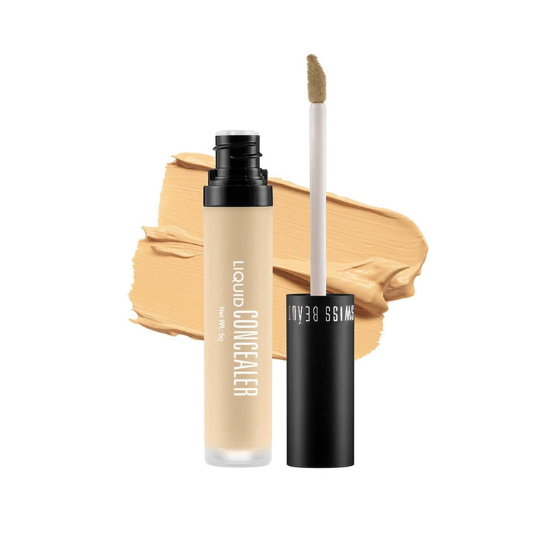 Swiss Beauty Liquid Light Weight Concealer With Full Coverage |Easily Blendable Concealer For Face Makeup With Matte Finish | Shade- Light - Moyen, 6g
