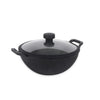 Meyer Pre-Seasoned Cast Iron Kadai with Lid, 20cm, Induction Safe