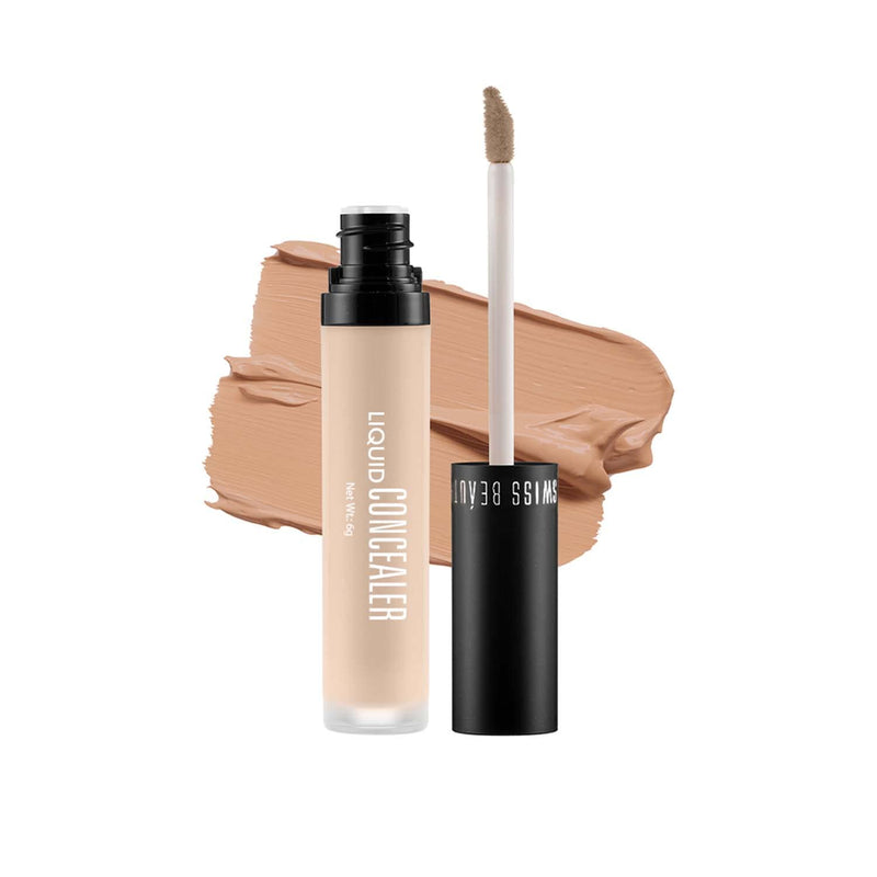 Swiss Beauty Liquid Light Weight Concealer With Full Coverage |Easily Blendable Concealer For Face Makeup With Matte Finish | Shade- Light - Moyen, 6g