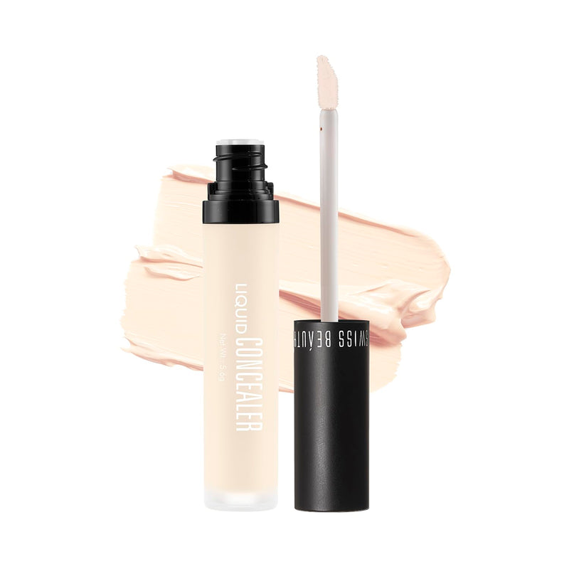 Swiss Beauty Liquid Light Weight Concealer With Full Coverage |Easily Blendable Concealer For Face Makeup With Matte Finish | Shade- Light - Moyen, 6g