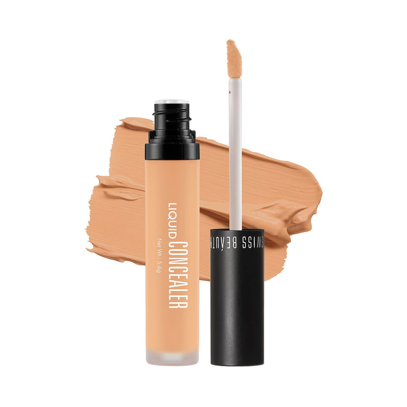 Swiss Beauty Liquid Light Weight Concealer With Full Coverage |Easily Blendable Concealer For Face Makeup With Matte Finish | Shade- Light - Moyen, 6g