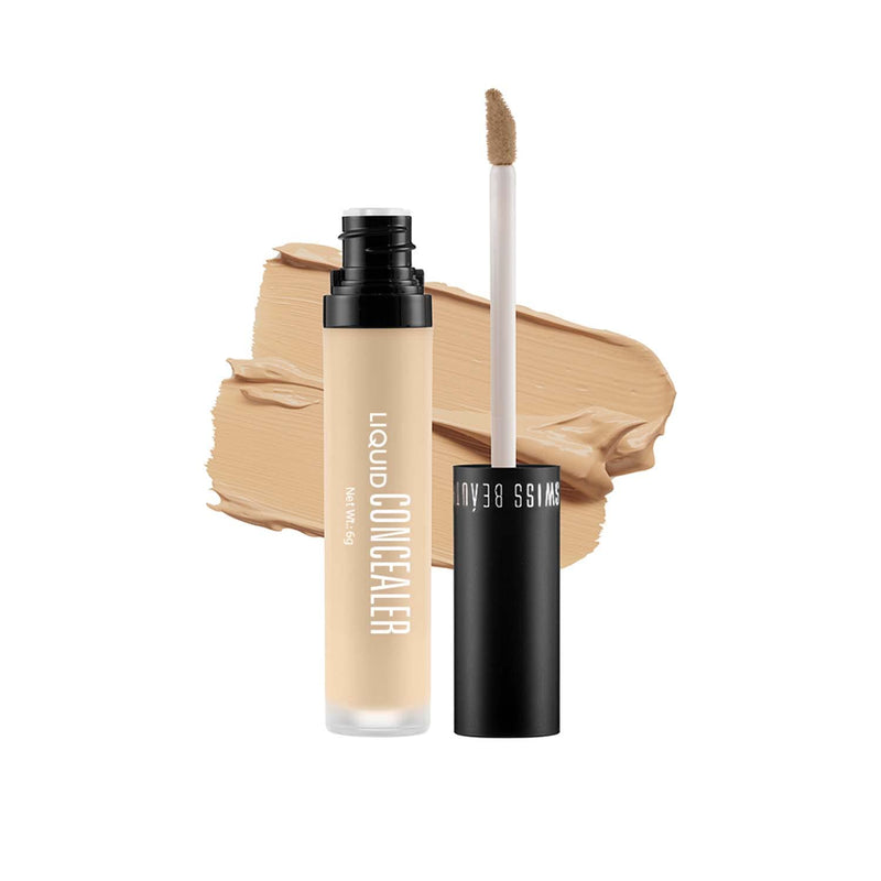 Swiss Beauty Liquid Light Weight Concealer With Full Coverage |Easily Blendable Concealer For Face Makeup With Matte Finish | Shade- Light - Moyen, 6g