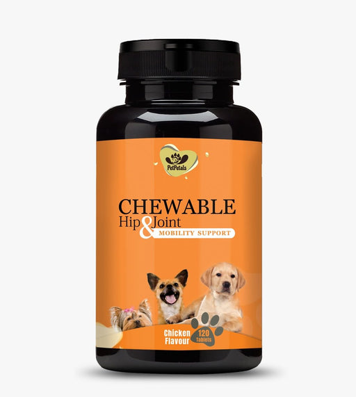 PetPetals Chewable Hip & Joint Chicken Flavor Dog Tablets for Skin & Digestive System Pet Health Supplements