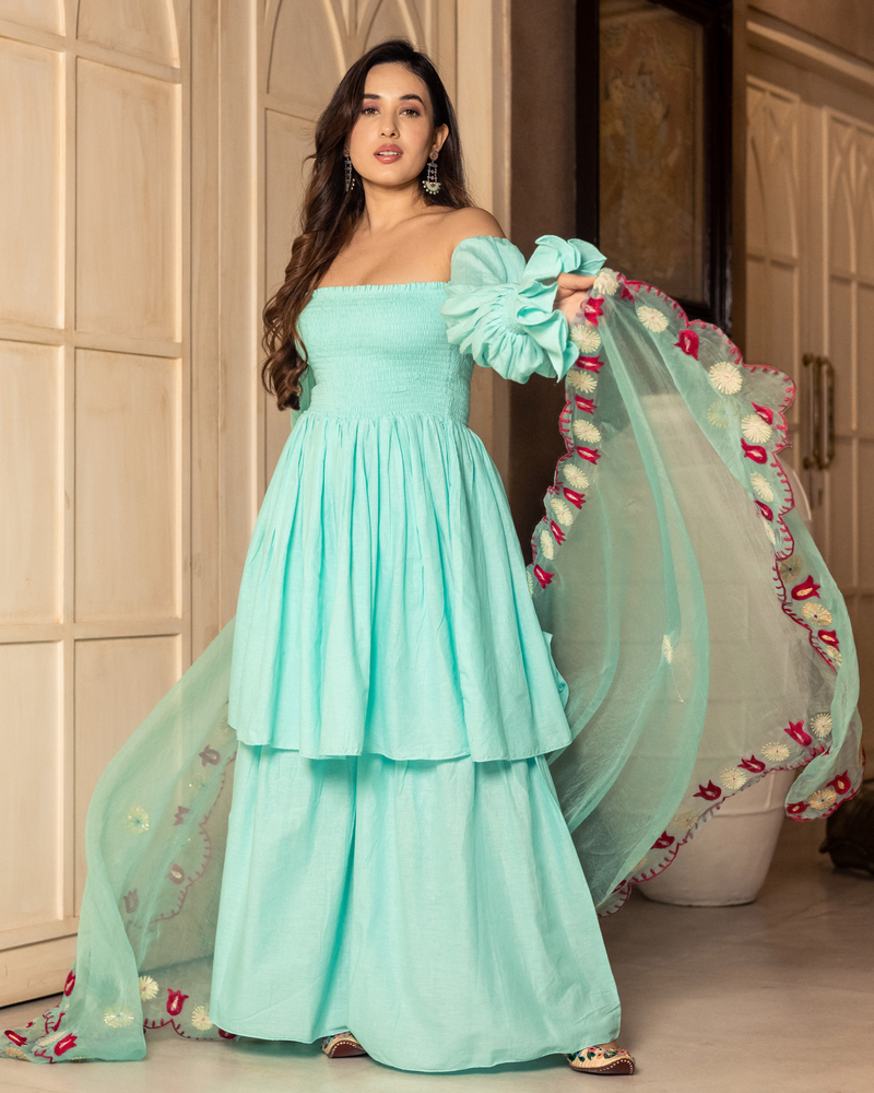 Nilkanta Embroidered Sharara Set