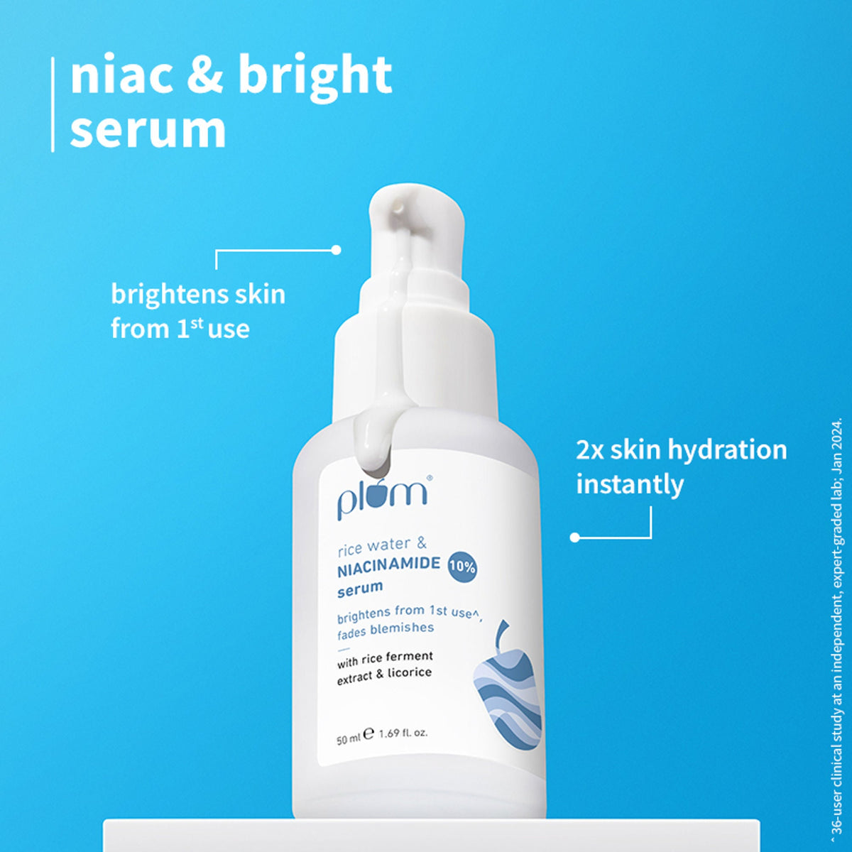 Plum Niacinamide Facewash and Face Serum Combo for Brightening Skin Fades Blemishes & Hydrates