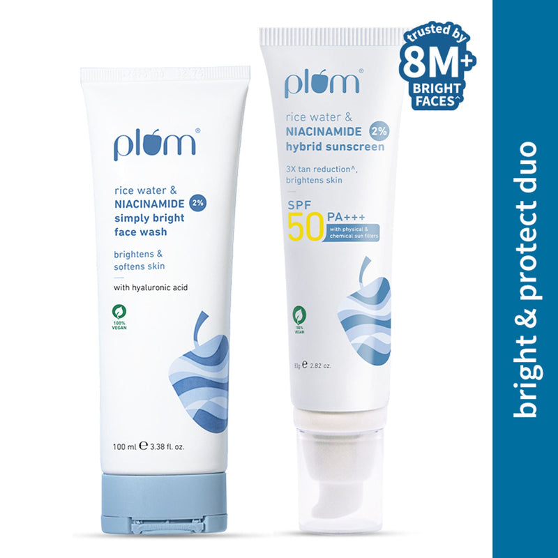 Plum Bestselling Niacinamide Facewash & Sunscreen Combo With SPF 50 PA+++ For Oily Skin And Sun Care
