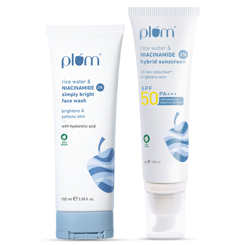Plum Bestselling Niacinamide Facewash & Sunscreen Combo With SPF 50 PA+++ For Oily Skin And Sun Care