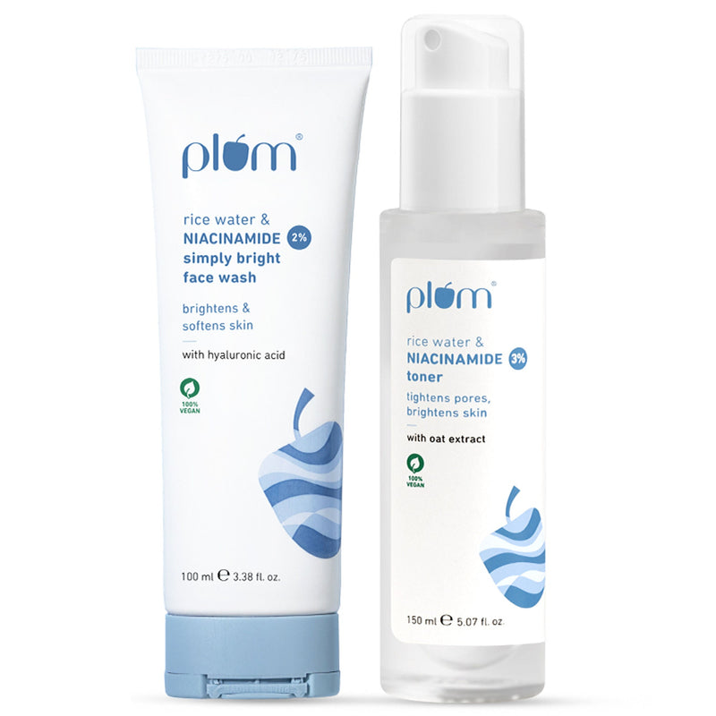 Plum Bestselling Niacinamide Facewash And Toner Combo Tightens Pore, Brightens Skin, Fades Blemishes