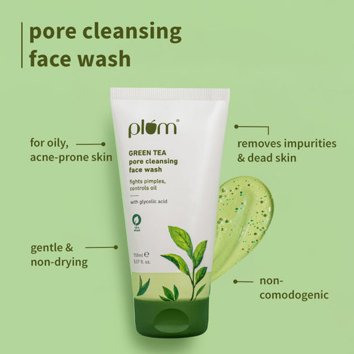 Plum Green Tea Face Wash, Serum And Moisturizer Trio With SPF 50 PA+++ For Acne Prone & Oily Skin
