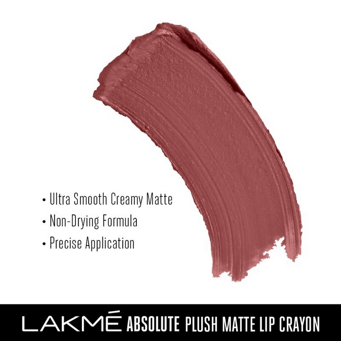 Lakme Absolute Plush Matte Lip Crayon - 302 Roasted Almond