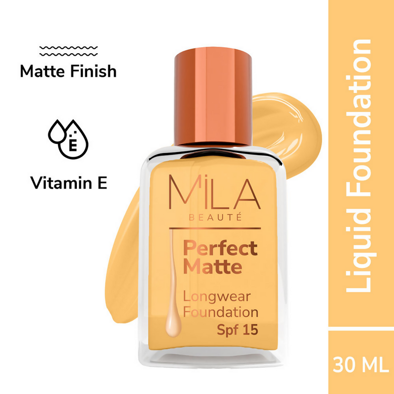Mila Beaute Perfect Matte Longwear Foundation with SPF 15 & Oil Control Formula - Natural