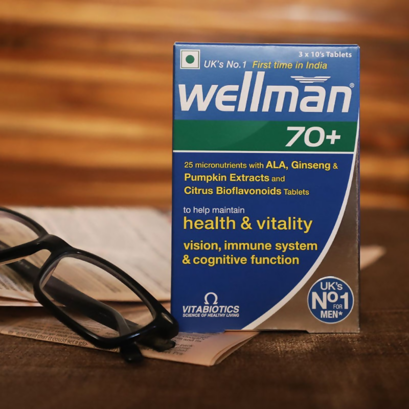 Wellman 70+ UK's No.1 Multivitamin Tablets) For Men Above 70 (Pumpkin Seed Bioflavonoids, Ginseng & More
