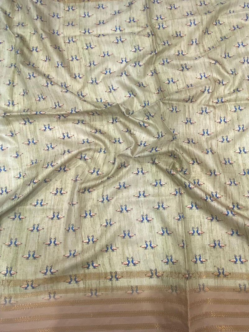 Elegant Soft Silk Rust Pichwai Prints Saree