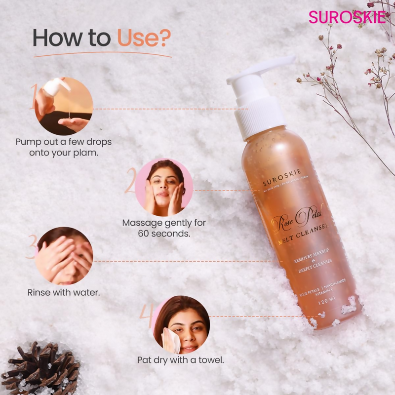 SUROSKIE Rose Petals Melt Cleanser 2-In-1 Face Wash & Makeup Remover