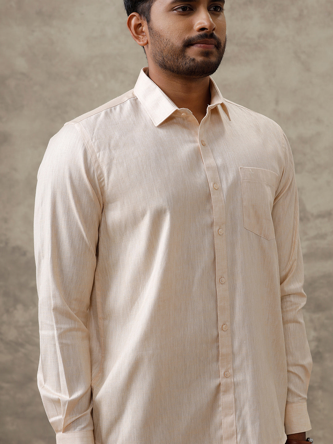 Men Cotton Rich Shirt Light Brown T44 TT1