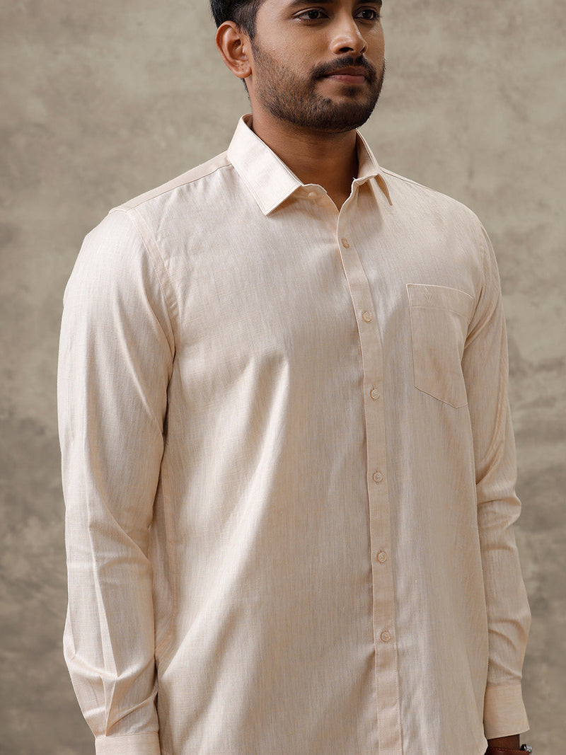 Men Cotton Rich Shirt Light Brown T44 TT1