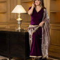 Jawahar Purple Solid Velvet Sharara Set