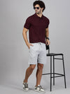 Men Grape T-shirt and Grey Shorts Combo