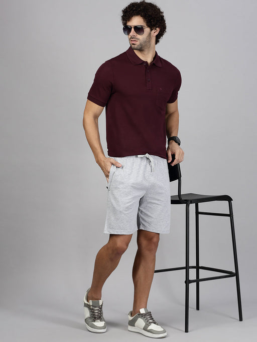 Men Grape T-shirt and Grey Shorts Combo