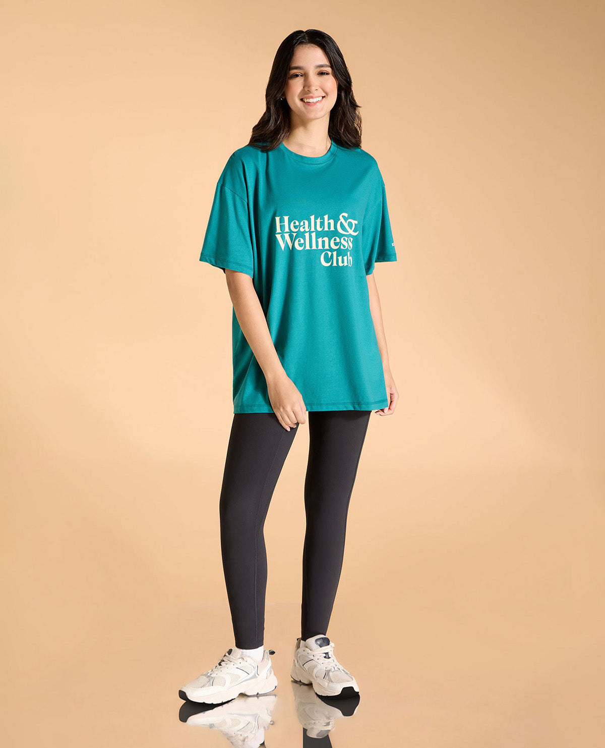 Kica Cotton Oversized Printed Graphic T Shirt Teal