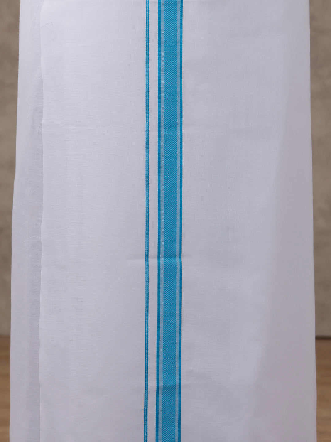 Men Matching Border Dhoti & Full Sleeves Shirt Set Blue C11