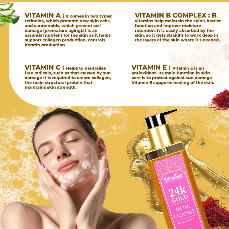 Rajasthan Herbals 24K Gold Facial Cleanser for Youthful Skin