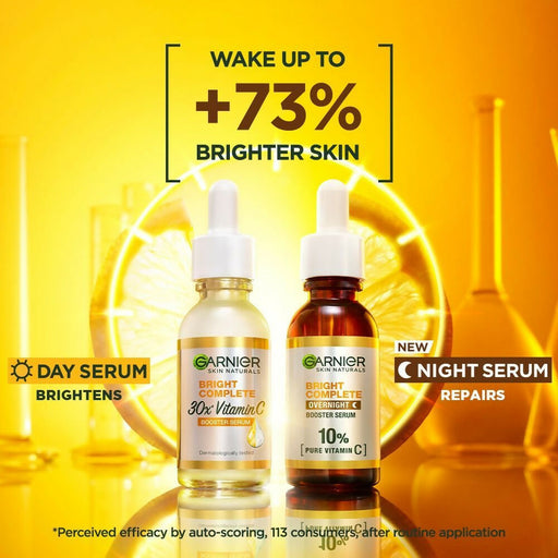 Garnier 30X Vitamin C Day + 10% Vitamin C Night Serum Mini Combo - Wake Up to 73% Brighter Skin