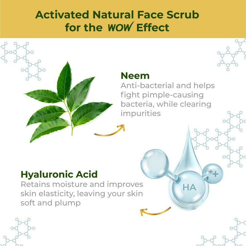 WOW Skin Science Neem & Hyaluronic Acid Pimple Care Face Scrub For Anti-Bacterial, Unclogs Pores