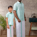 Like Father Like Son Half Sleeves Combo Set Pista Green C83