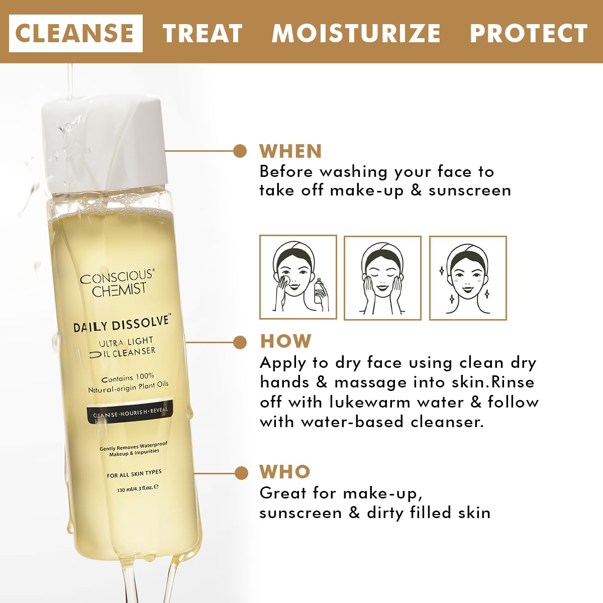 Conscious Chemist Makeup Remover Oil Cleanser 130 Ml