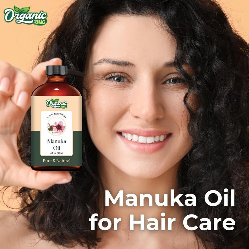 Organic Zing Manuka (Leptospermum scoparium) Oil | Pure & Natural Oil for Skin Care. Hair Care, Aroma & Diffusers