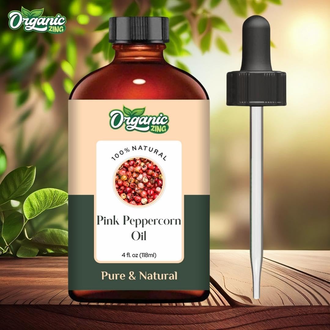 Organic Zing Pink Peppercorn (Schinus Molle) Oil | Pure & Natural Essential Oil for Aroma, Skincare & Massage