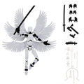 Action Figure Toys,DIY Assembly Dummy 13 Action Figures,Six-Winged Articulated Joints Robot,Desktop Decorations,Gift Idea for Adults (White six-Winged, with a Display Stand) (White)