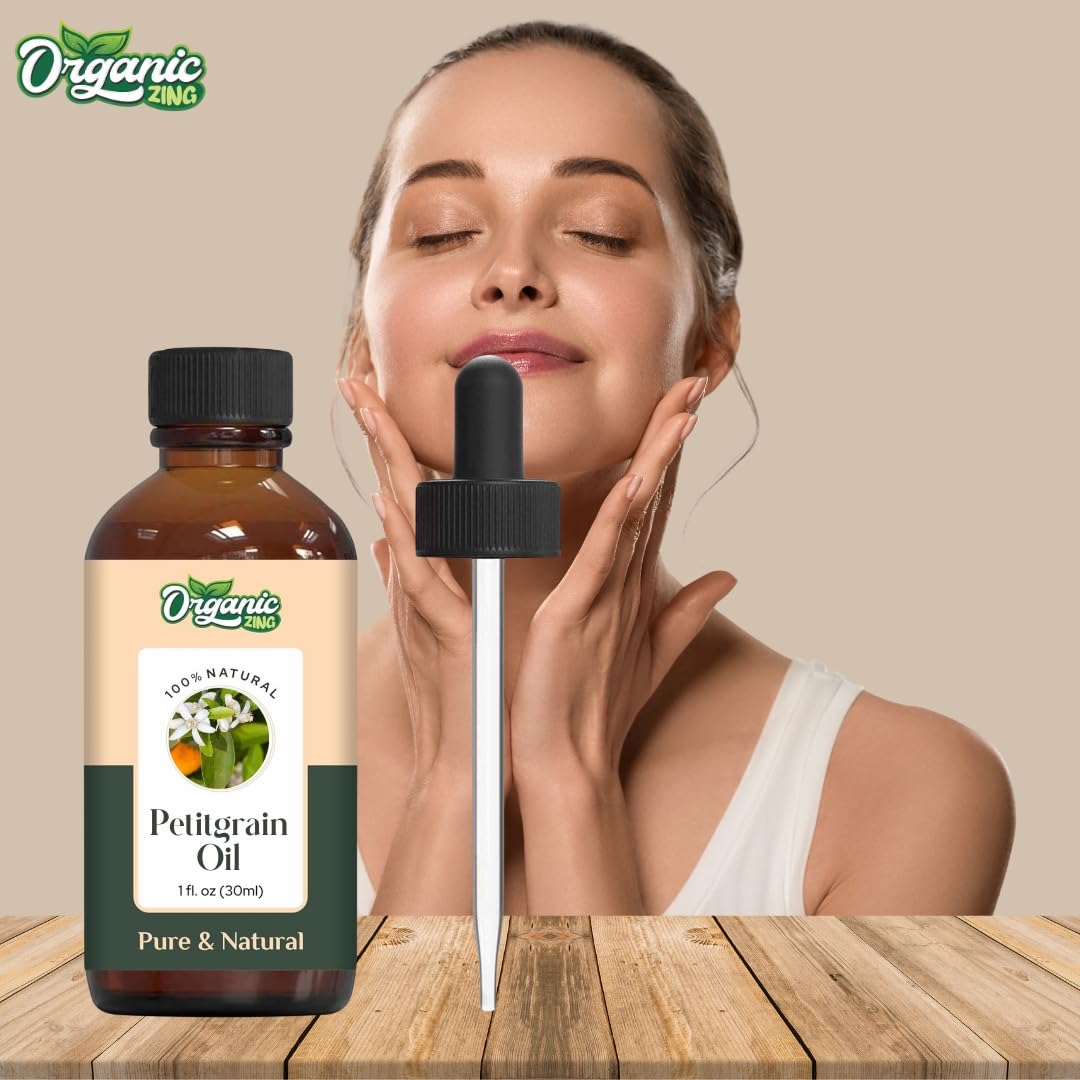 Organic Zing Petitgrain (Citrus aurantium L.) Oil | Pure & Natural Essential Oil for Aroma, Diffuser & Skincare