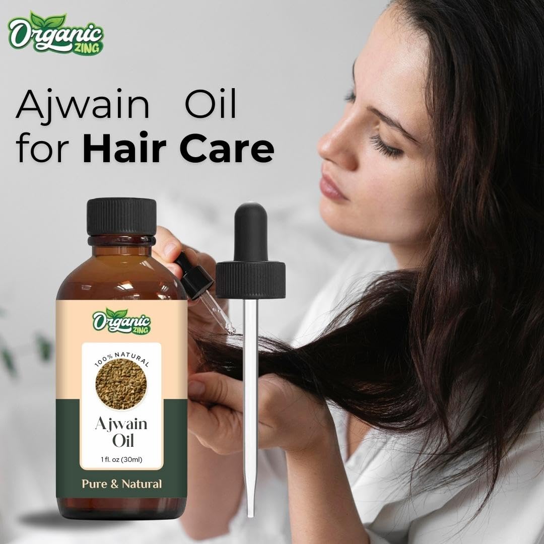 Organic Zing Ajwain (Trachyspermum Ammi) Oil | Pure & Natural Essential Oil for Skincare, Hair Care & Massage