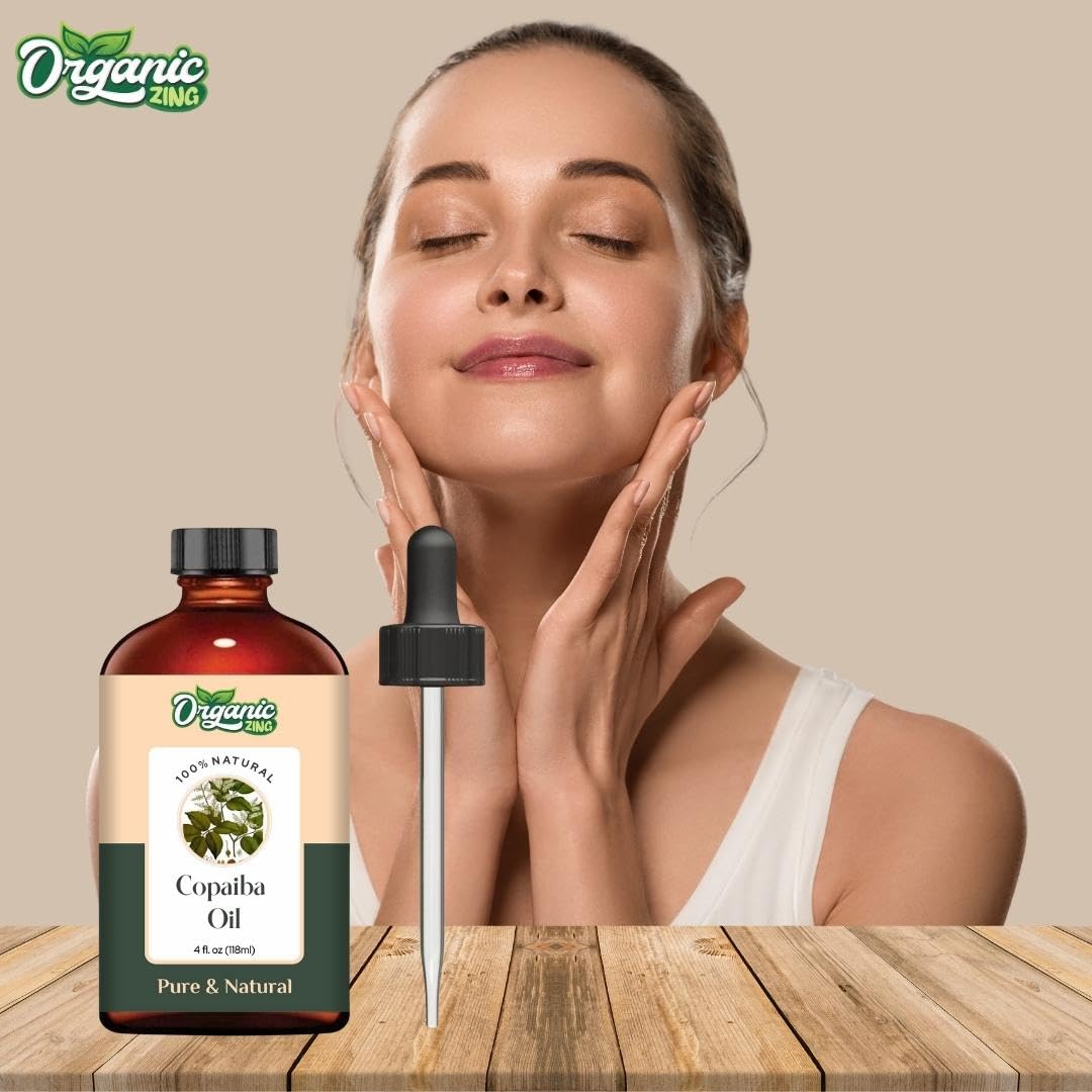 Organic Zing Copaiba (Copaifera officinalis) Oil | Pure & Natural Essential Oil for Skincare, Aroma and Diffusers