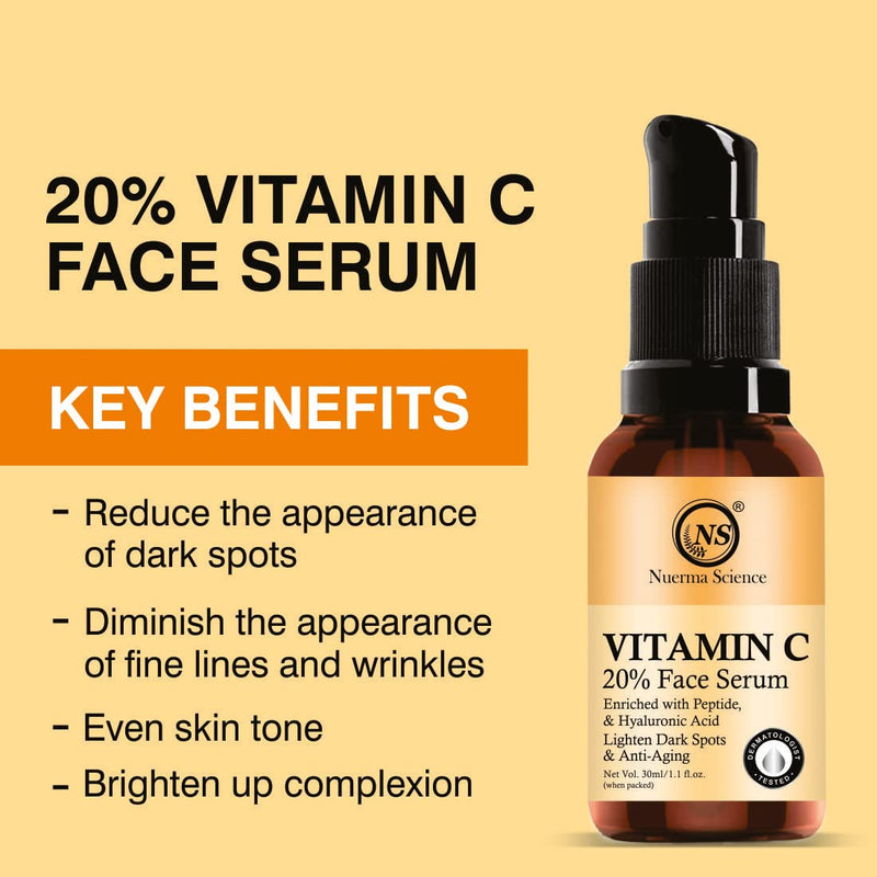 Nuerma Science 20% Vitamin C Face Serum | Brightens & Revitalizes Skin