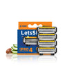 LetsShave Pro 4 Razor Blades Refill Pack, Ultra Sharp for Men, 4 Count