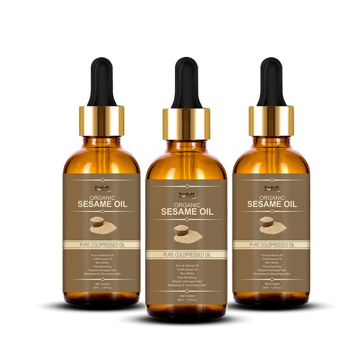 Vokin Biotech Organic Sesame Pure Cold Pressed Oil For Hair, Body, Skin Care, Massage,
