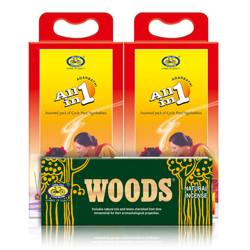 Cycle Pure Assorted Incense Sticks 2-Pack 346 Sticks Floral Woody Masala