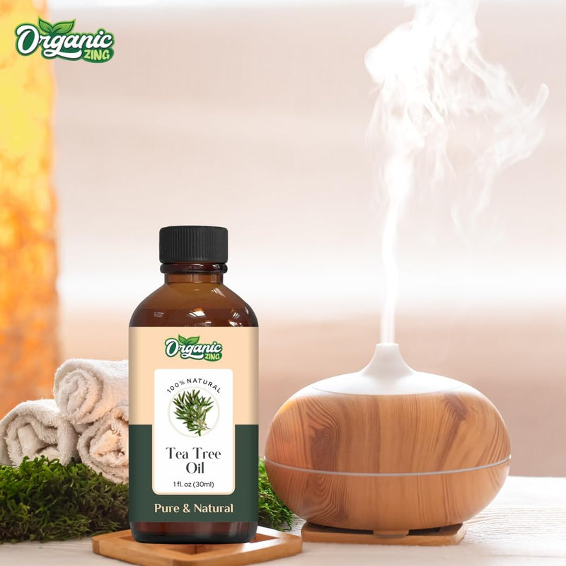 Organic Zing Tea Tree (Melaleuca Alternifolia) Oil | Pure & Natural Essential Oil for Aroma, Diffusers, Skincare & Haircare