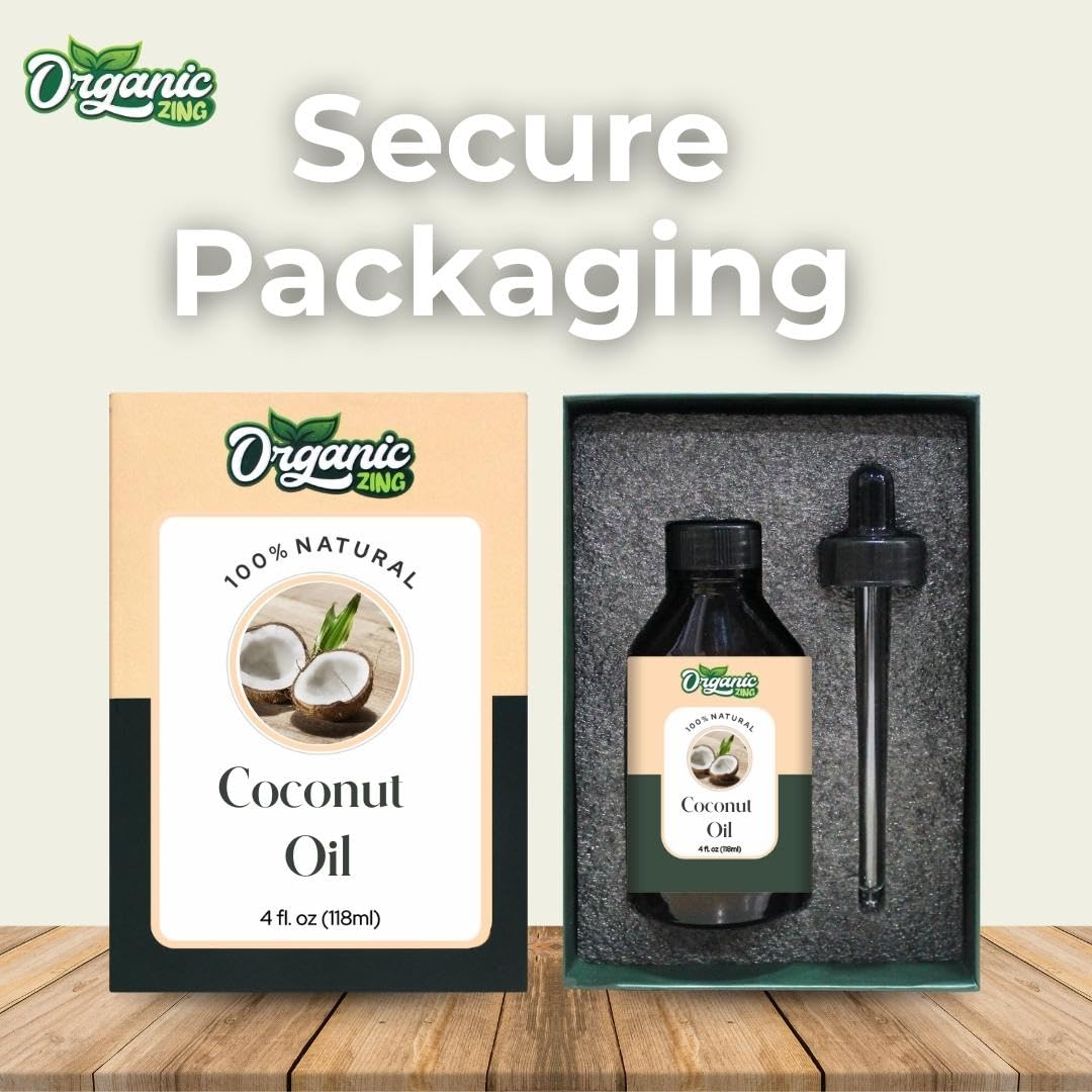 Organic Zing Coconut (Cocos Nucifera) Oil | Pure & Natural Carrier Oil for Skincare, Hair Care and Massage