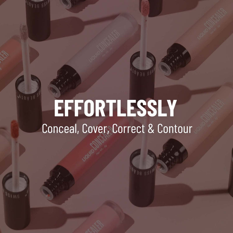 Swiss Beauty Liquid Light Weight Concealer With Full Coverage |Easily Blendable Concealer For Face Makeup With Matte Finish | Shade- Light - Moyen, 6g