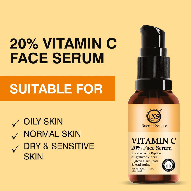 Nuerma Science 20% Vitamin C Face Serum | Brightens & Revitalizes Skin