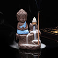 Blue Meditating Monk Buddha Incense Holder 7x7x12 cm