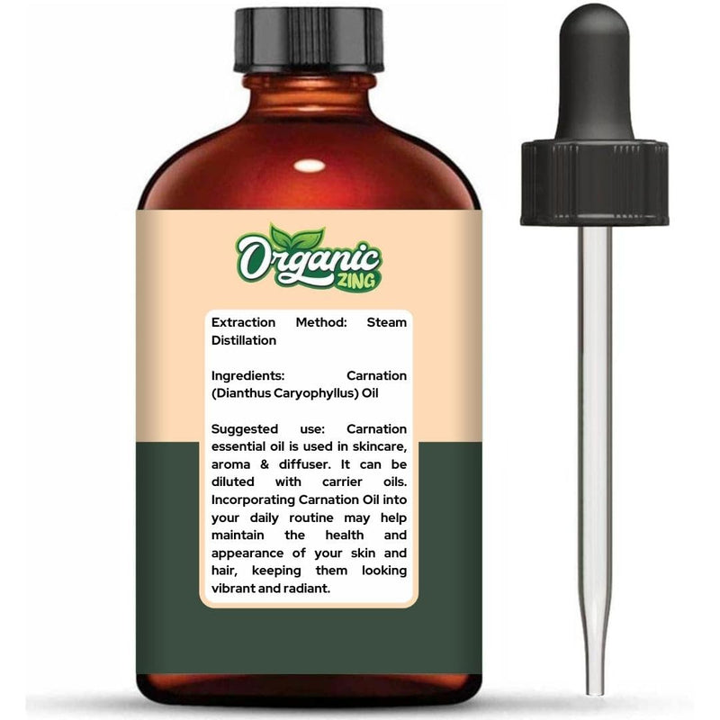 Organic Zing Carnation (Dianthus Caryophyllus) Oil | Pure & Natural Essential Oil for Skincare, Aroma & Diffuser