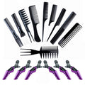ELITEWAVE 16-Piece Hair Comb and Clip Set for Styling and Barbering