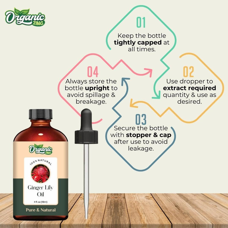 Organic Zing Ginger Lily (Hedychium coronarium) Oil | Pure & Natural Essential Oil for Skincare, Hair Care, Aroma and Diffusers